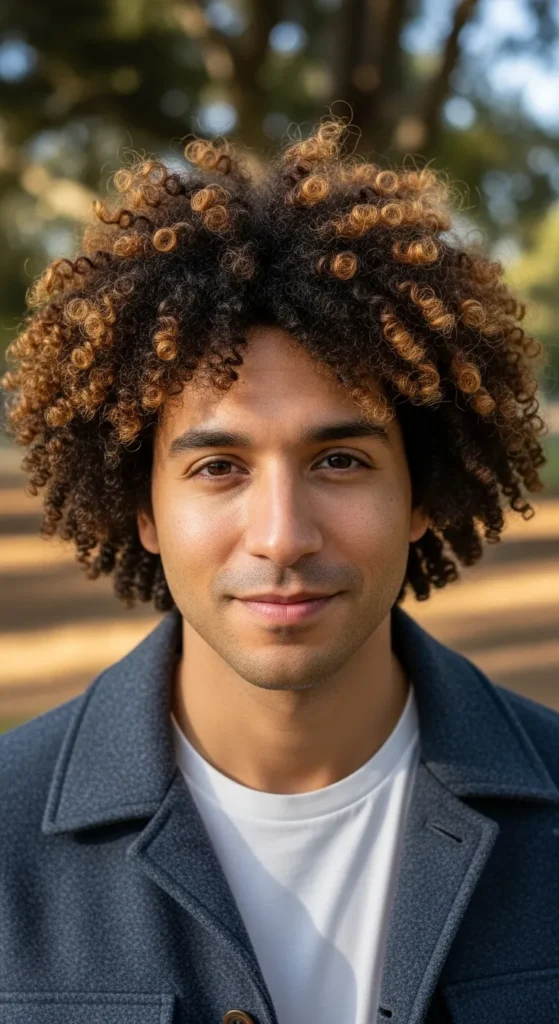 Curly-Afro-with-Highlighted-Tips