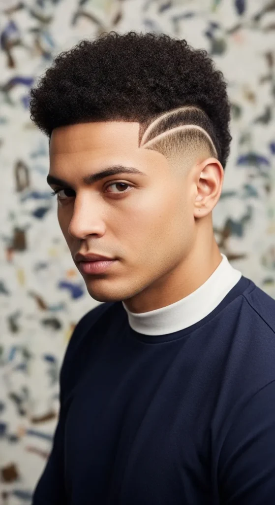 Curved-Line-Afro-Fade