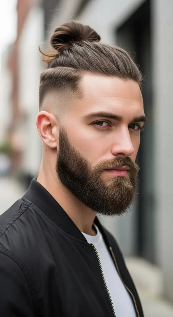 top-knot-fade-with-beard