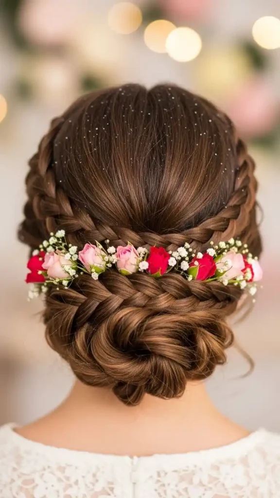 15 Feminine Valentine’s Day Hairstyles for Every Occasion 13 braided-bun