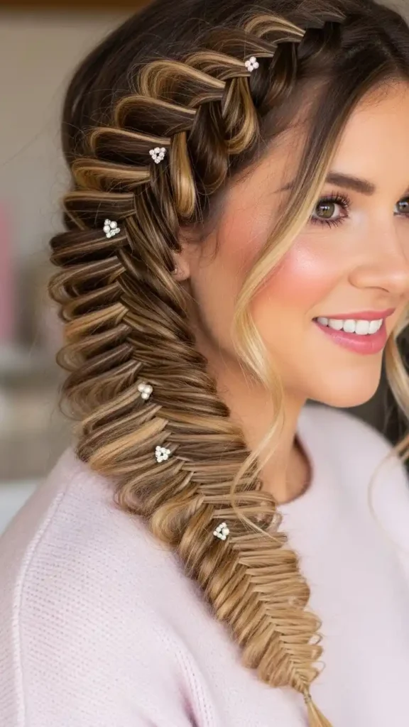 15 Feminine Valentine’s Day Hairstyles for Every Occasion 11 fishtail-side-braid