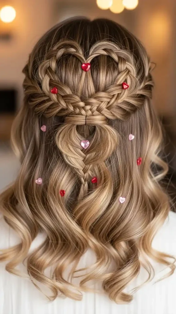 15 Feminine Valentine’s Day Hairstyles for Every Occasion 3 half-up-heart-braid