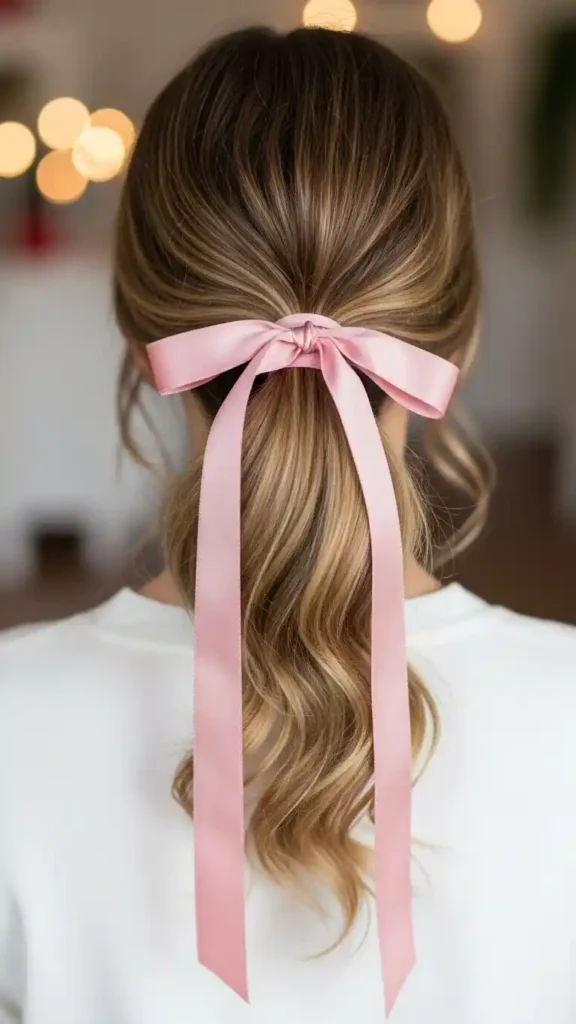 15 Feminine Valentine’s Day Hairstyles for Every Occasion 16 low-ponytail-with-ribbon