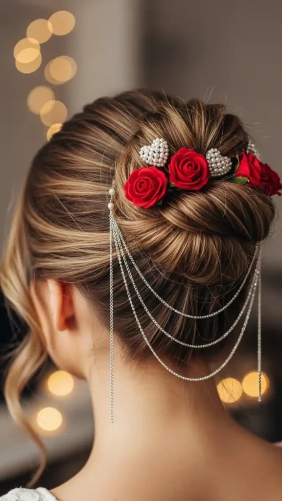 messy-bun-with-hair-accessories