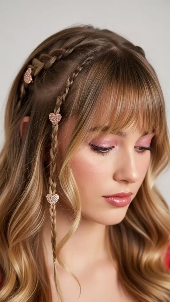 15 Feminine Valentine’s Day Hairstyles for Every Occasion 9 mini-braided-bangs
