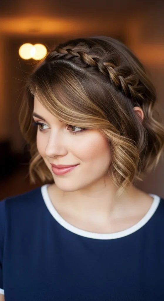 15 Valentine Hairstyles for Short Hair That Look Romantic and Chic 7 braided-side-sweep