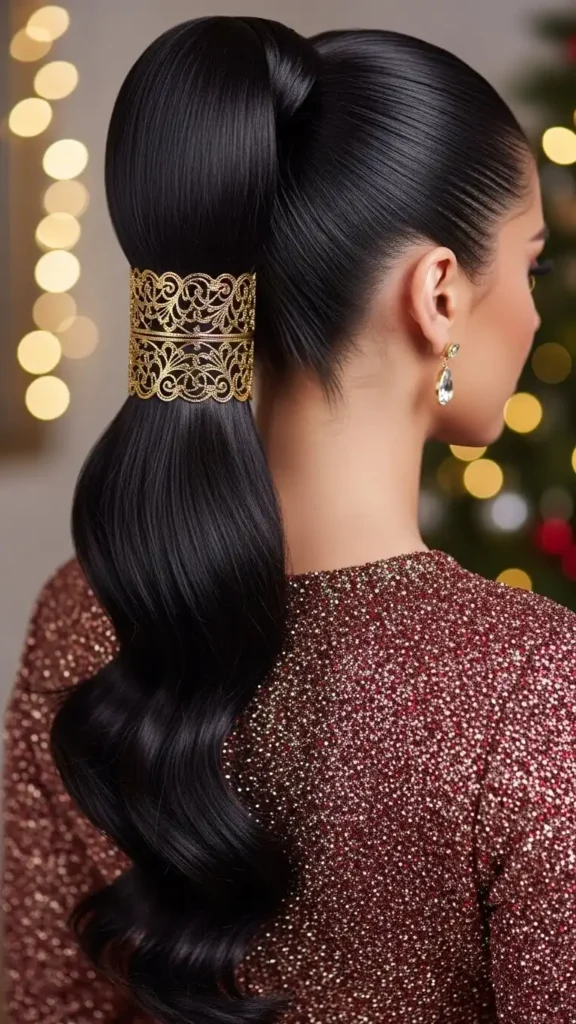 sleek-high-ponytail-with-gold-cuff