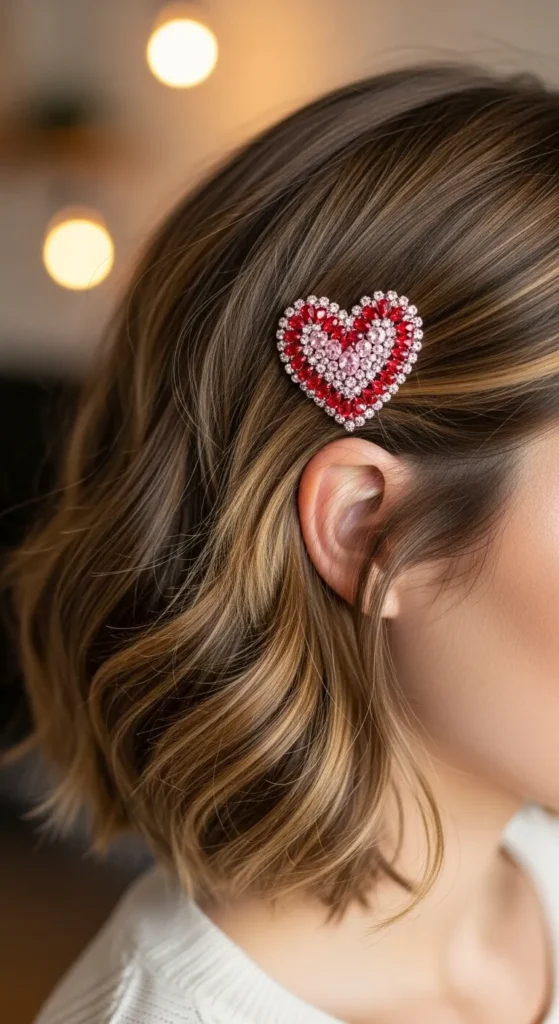 15 Valentine Hairstyles for Short Hair That Look Romantic and Chic 13 sparkly-hair-clip
