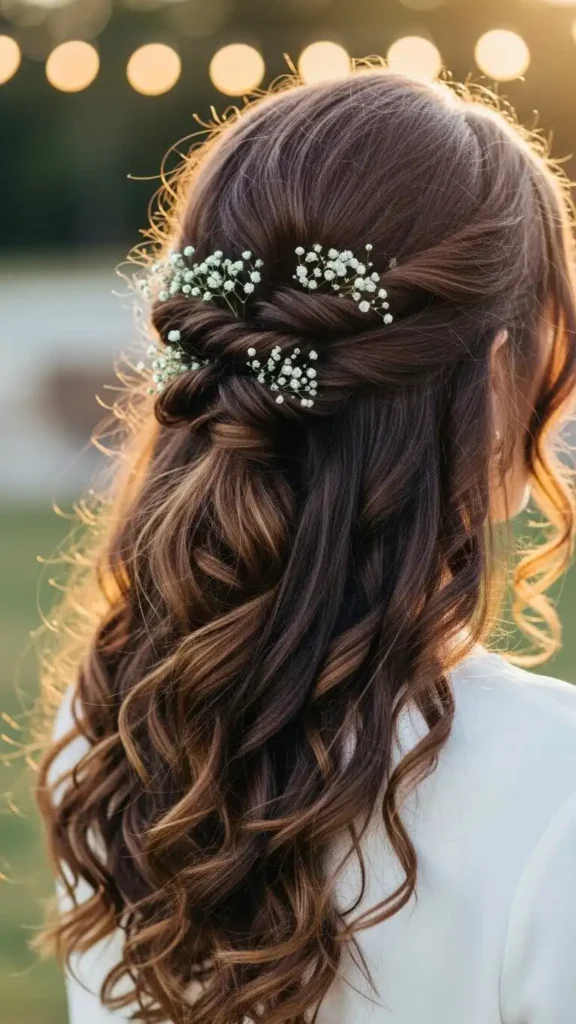 18 Valentine Curly Hairstyles for Women to Create a Beautiful Makeover 6 boho-twisted-half-updo