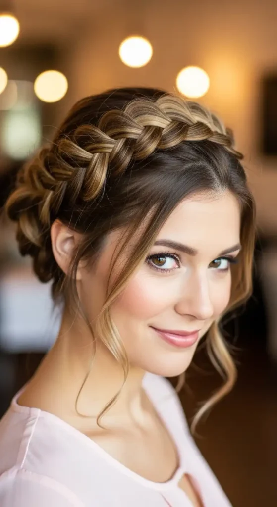 Top 18 Valentine’s Cute Hairstyles for Women to Try on Date Night 17 braided-crown
