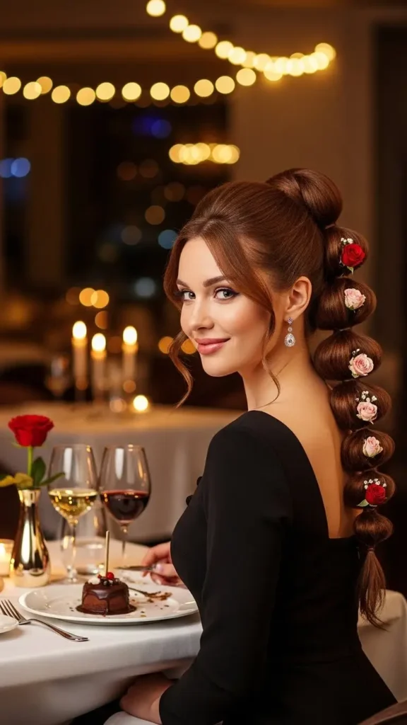17 Gorgeous Valentine Date Night Hairstyle for Women to Try for a Romantic Look 8 bubble-braid-ponytail