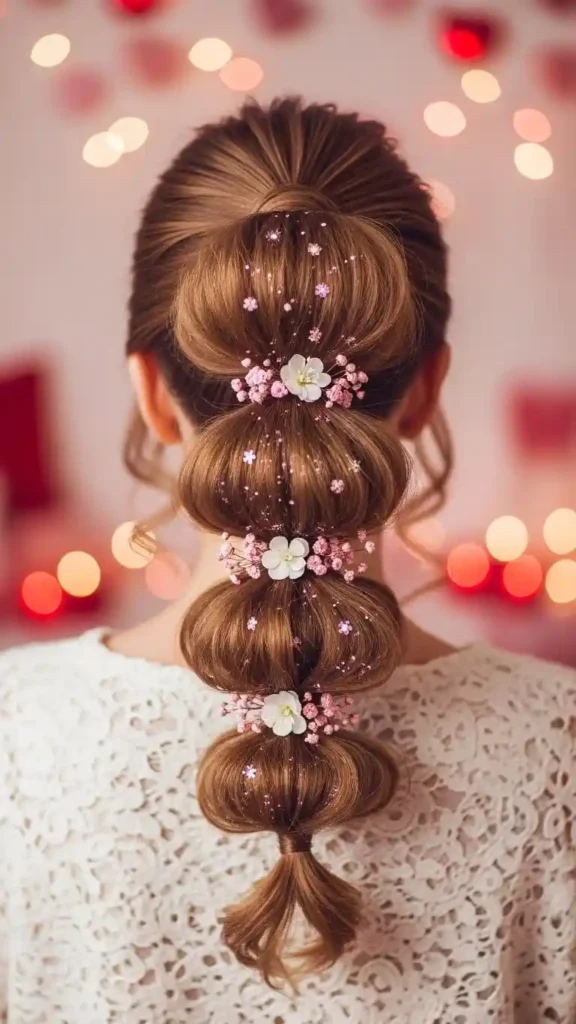 18 Romantic Valentines Day Hairstyles for an Elegant Date Look 15 bubble-ponytail-romantic-valentines-day-hairstyles