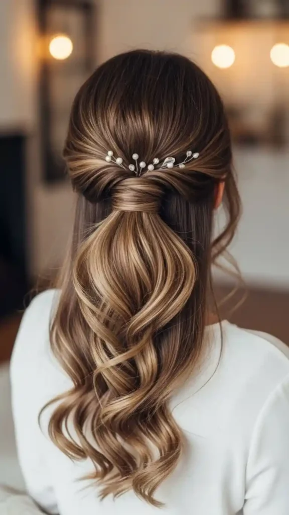 18 Romantic Valentines Day Hairstyles for an Elegant Date Look 17 half-up-ponytail-with-a-twist-romantic-valentines-day-hairstyles