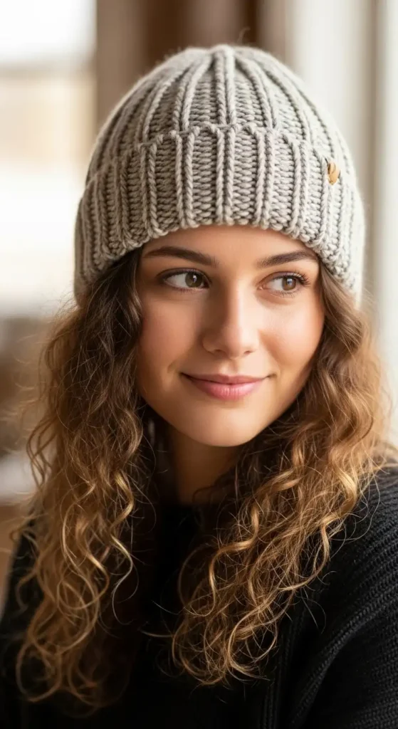 loose-natural-curls-popping-from-fisherman-beanie