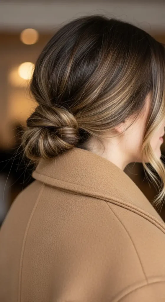 low-twisted-knot-tucked-into-coat