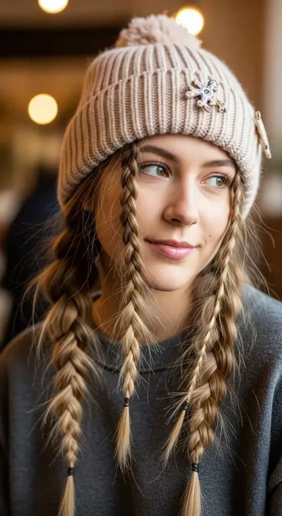 messy-braided-pigtails-with-beanie-charm