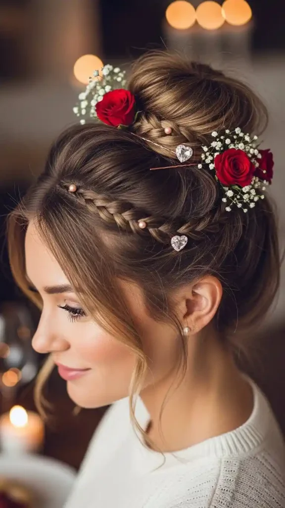18 Romantic Valentines Day Hairstyles for an Elegant Date Look 9 messy-top-knot-romantic-valentines-day-hairstyles