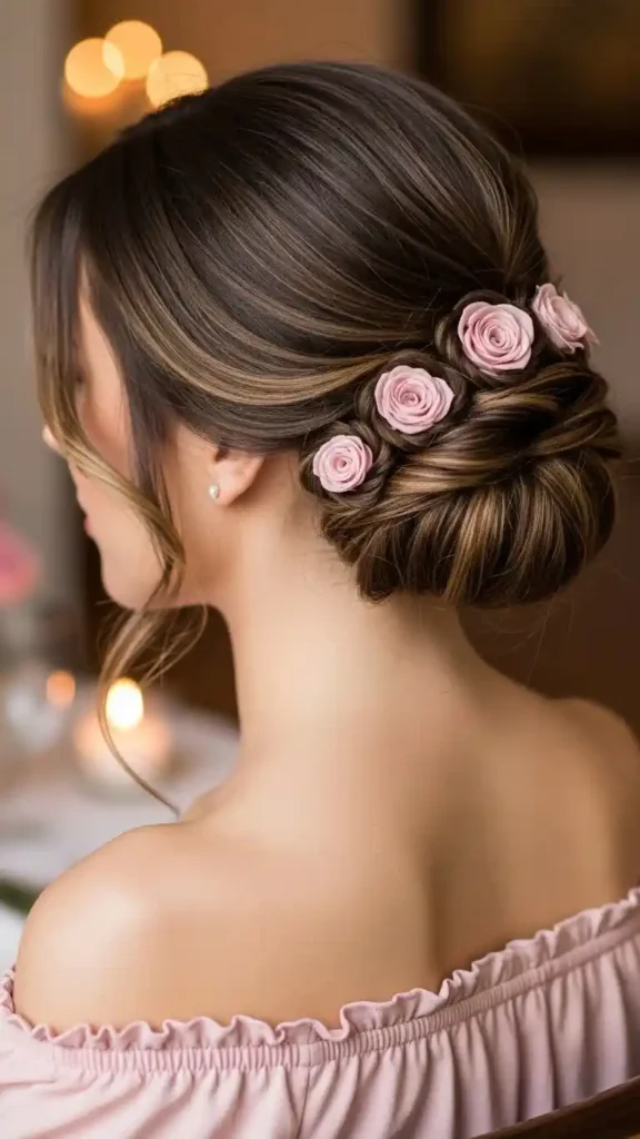 romantic-low-bun-with-rose-inspired-twists