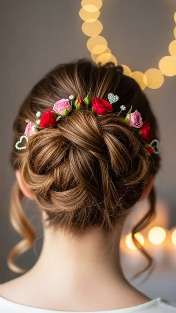18 Valentine Curly Hairstyles for Women to Create a Beautiful Makeover 4 romantic-messy-bun