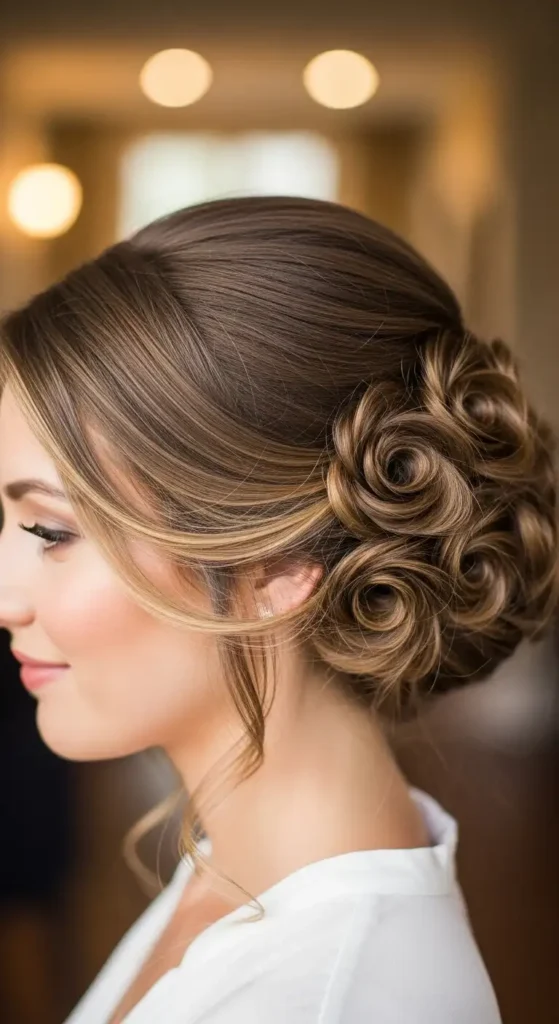 17 Quick Valentine’s Hairstyles for Women That Feel Effortless 14 romantic-rosette-updo