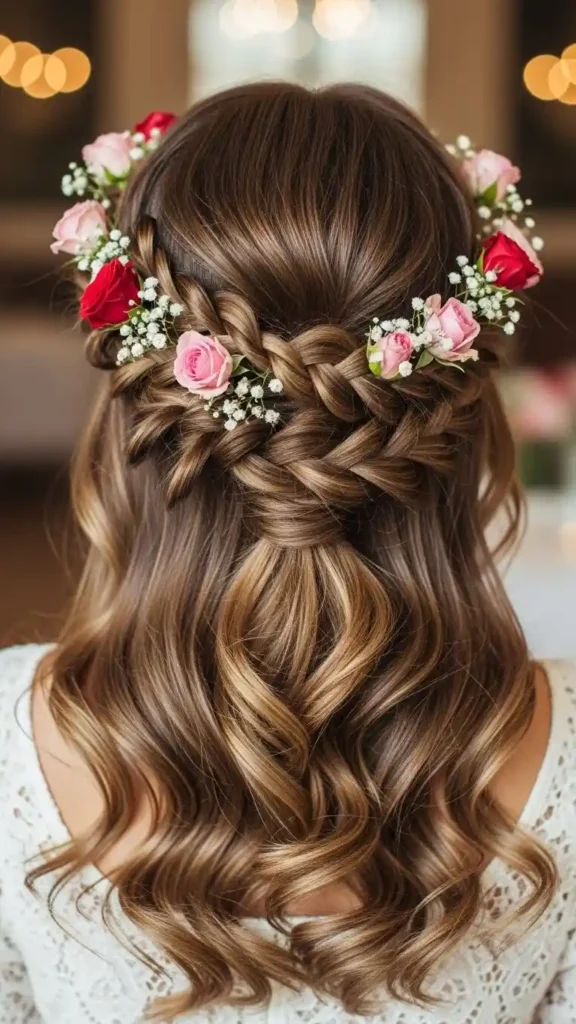 18 Romantic Valentines Day Hairstyles for an Elegant Date Look 8 romantic-twisted-halo-romantic-valentines-day-hairstyles