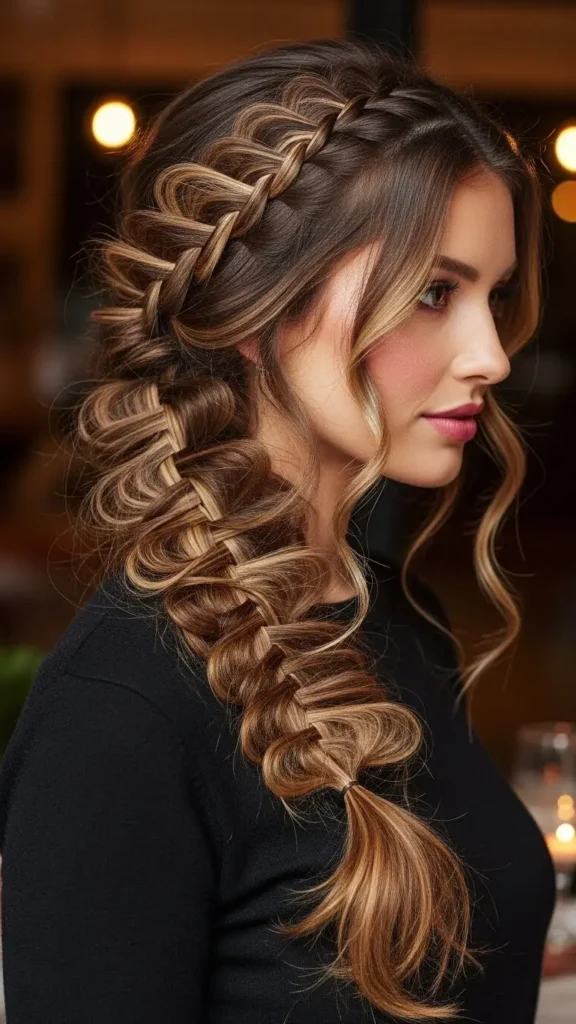 17 Gorgeous Valentine Date Night Hairstyle for Women to Try for a Romantic Look 4 romantic-waterfall-braid