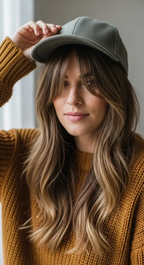 side-swept-bangs-styled-with-a-baseball-cap