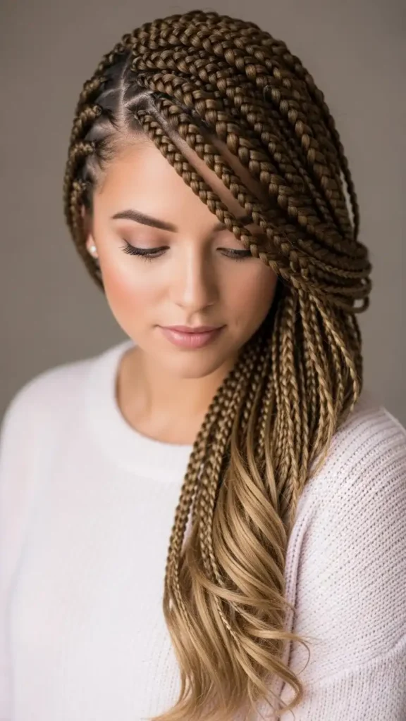 side-swept-box-braids