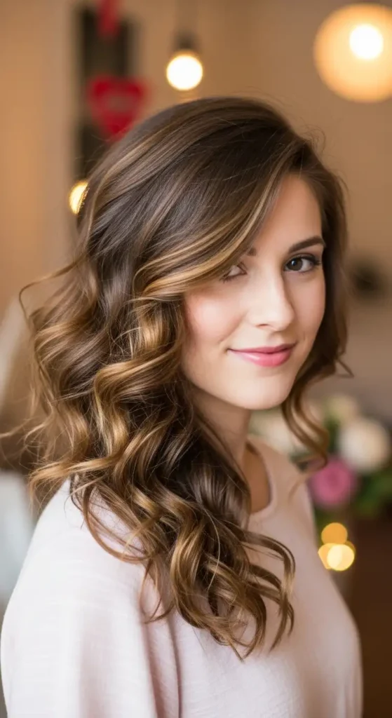Top 18 Valentine’s Cute Hairstyles for Women to Try on Date Night 6 side-swept-curls-1