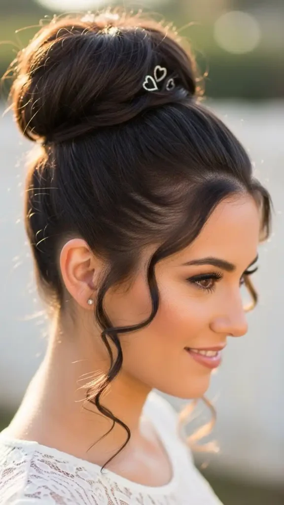 18 Valentine Curly Hairstyles for Women to Create a Beautiful Makeover 3 sleek-high-bun
