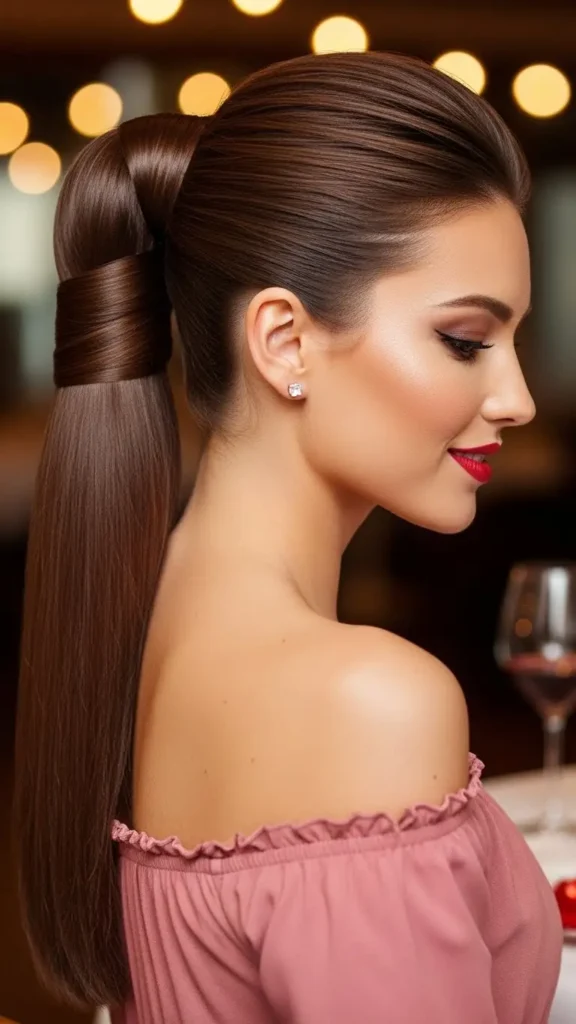 17 Gorgeous Valentine Date Night Hairstyle for Women to Try for a Romantic Look 3 sleek-high-ponytail