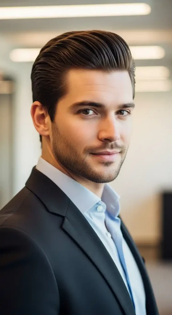15+ Top Business Haircuts for Men That Look Polished and Smart 8 slick-back-professional-style