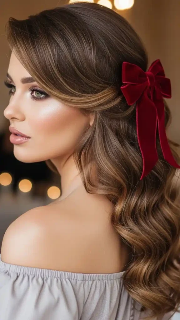 soft-glam-curls-with-velvet-bow