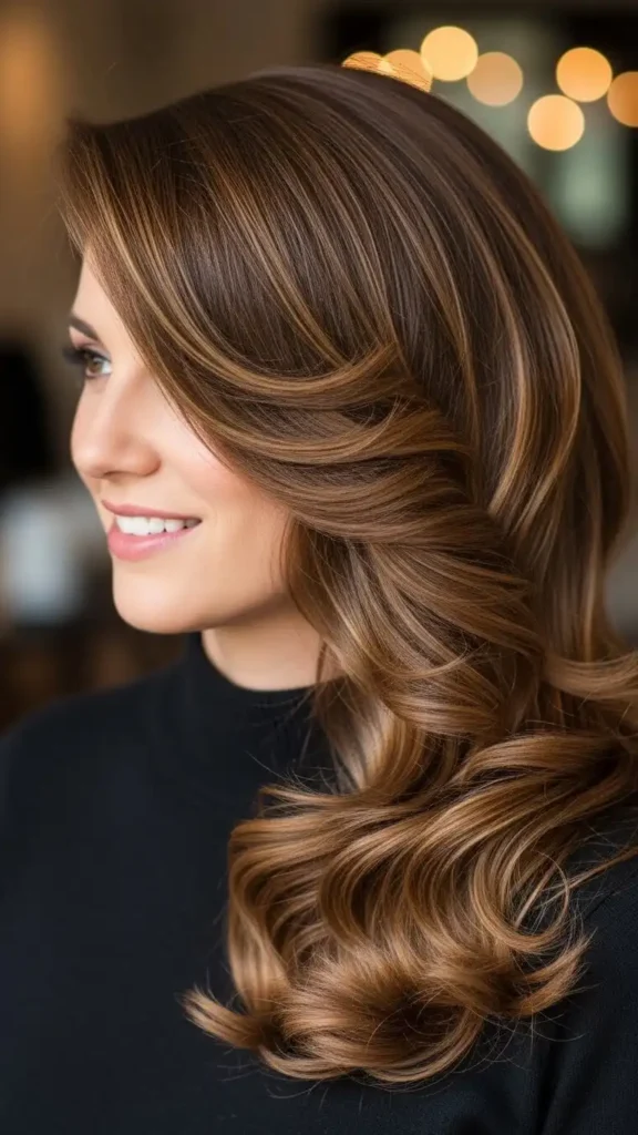 18 Valentine Curly Hairstyles for Women to Create a Beautiful Makeover 11 soft-waves-with-deep-side-part