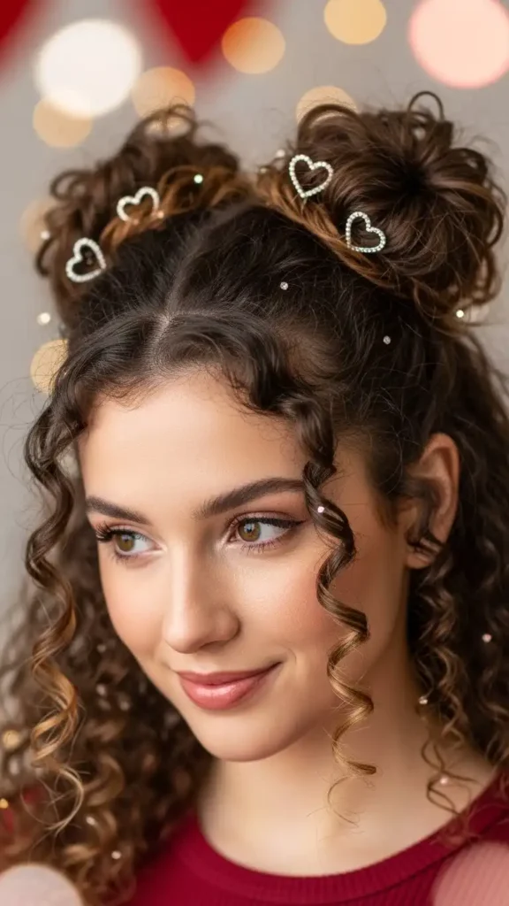 18 Valentine Curly Hairstyles for Women to Create a Beautiful Makeover 5 space-buns