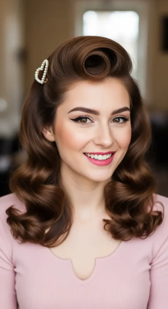 Top 18 Valentine’s Cute Hairstyles for Women to Try on Date Night 11 vintage-pin-up-curls-1