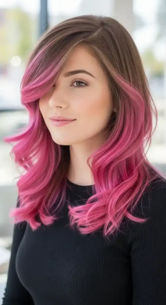 18 Bold Pink Peekaboo Hair Color Trends Everyone’s Talking About 5 cotton-candy-pink
