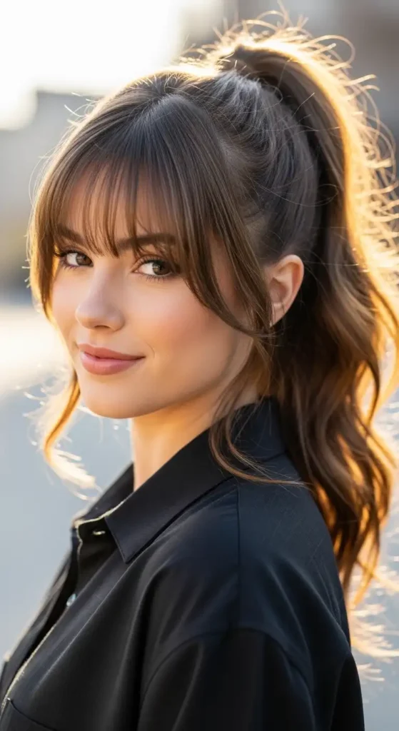 curtain-bangs-with-a-high-ponytail
