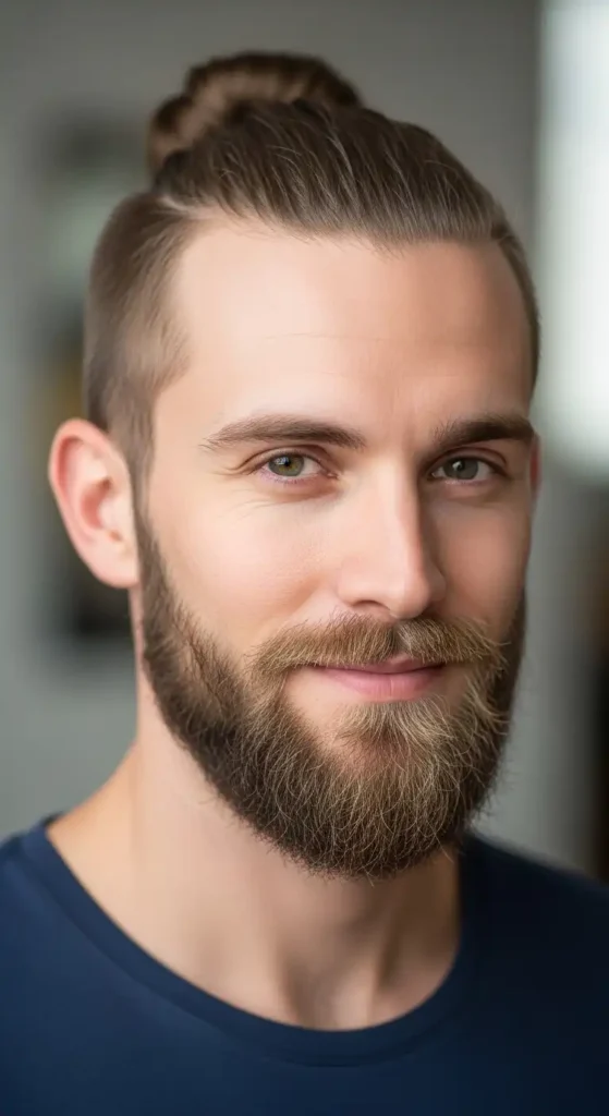 high-bun-with-faded-beard