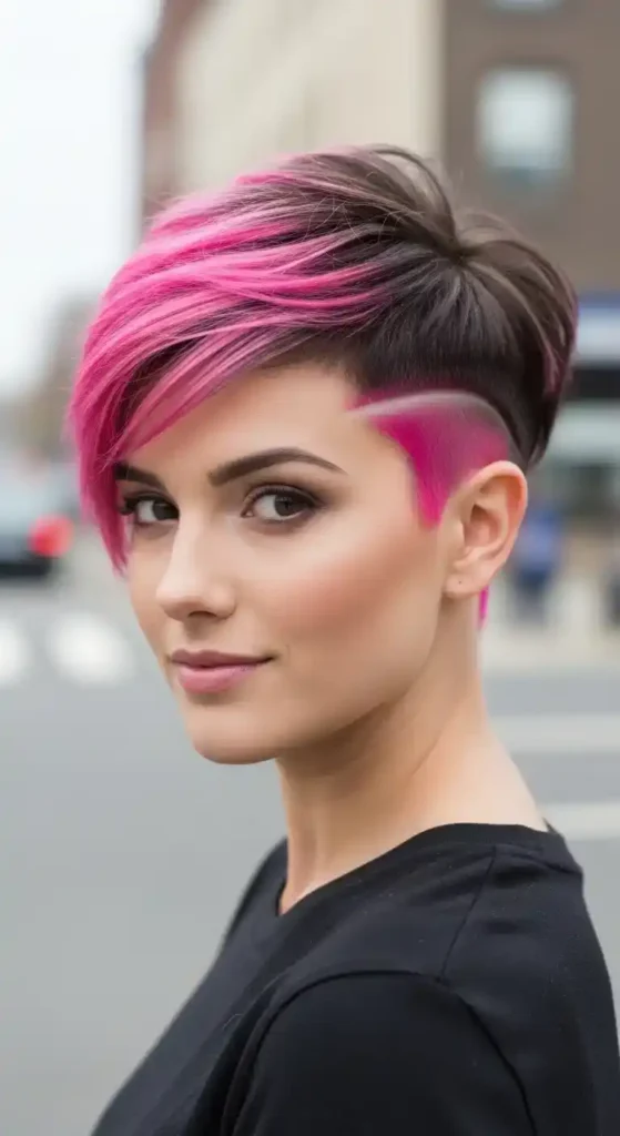 18 Bold Pink Peekaboo Hair Color Trends Everyone’s Talking About 10 hot-pink-undercut