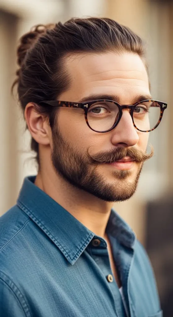loose-high-bun-with-beardstache