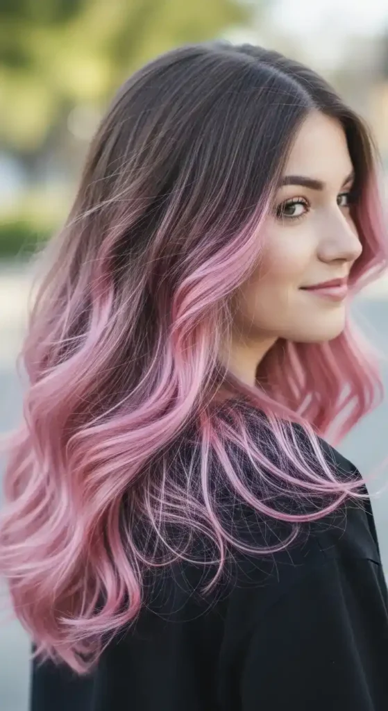 18 Bold Pink Peekaboo Hair Color Trends Everyone’s Talking About 9 pastel-pink-tips