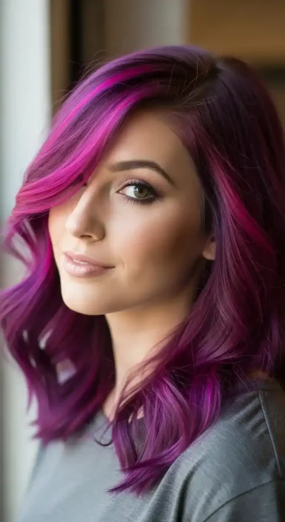 18 Bold Pink Peekaboo Hair Color Trends Everyone’s Talking About 7 pink-and-purple-combo