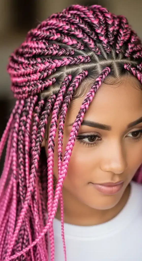 18 Bold Pink Peekaboo Hair Color Trends Everyone’s Talking About 13 pink-peekaboo-braids