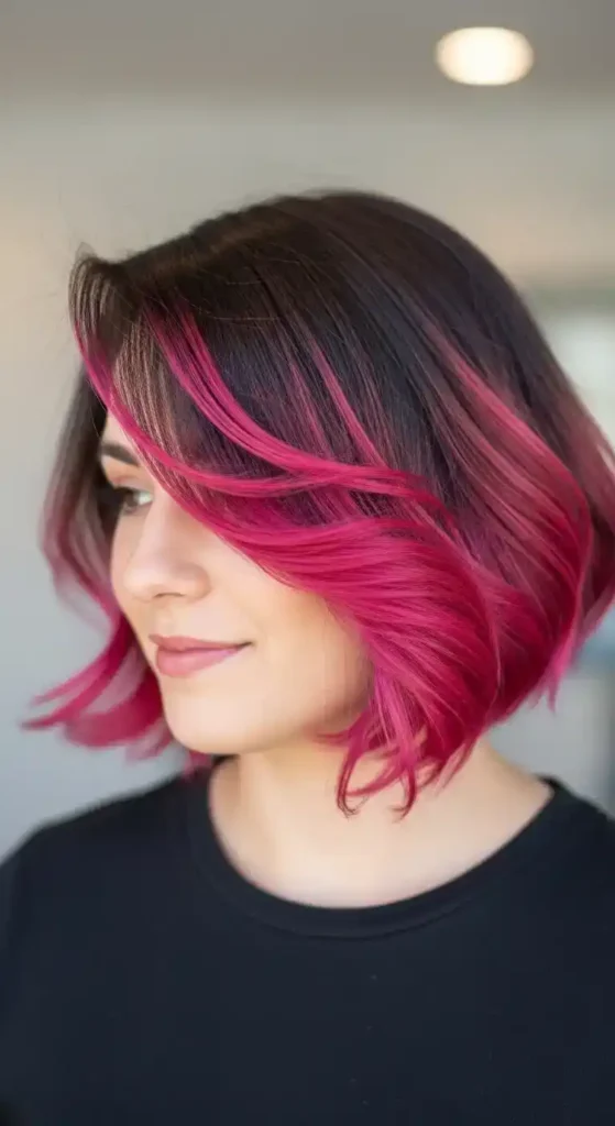 18 Bold Pink Peekaboo Hair Color Trends Everyone’s Talking About 17 pink-peekaboo-for-bob-haircuts