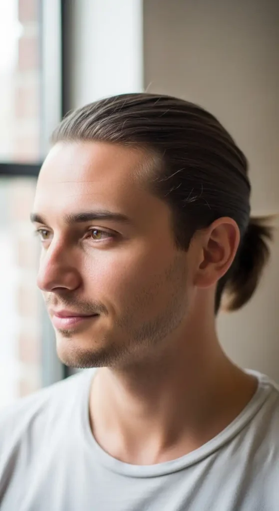 18 Low-Maintenance Men's Hairstyles That Require Minimal Styling 6 ponytail