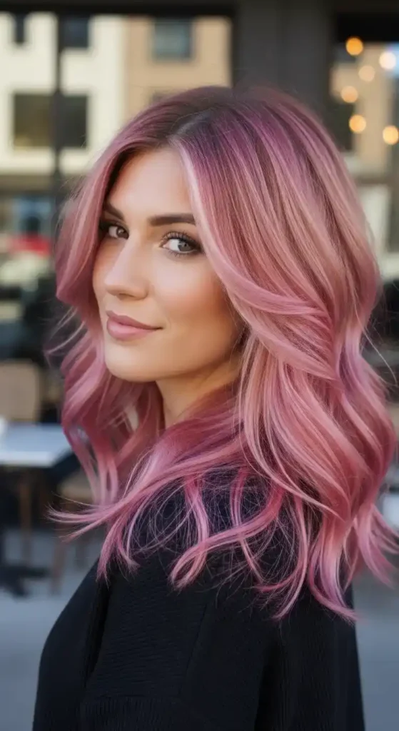 18 Bold Pink Peekaboo Hair Color Trends Everyone’s Talking About 11 rose-gold-layers