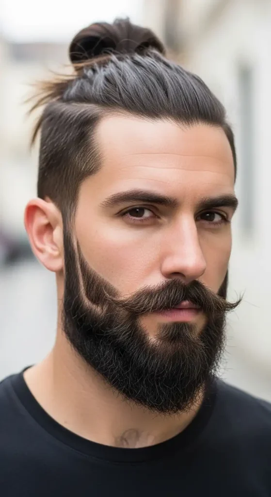samurai-inspired-bun-with-sharp-beard