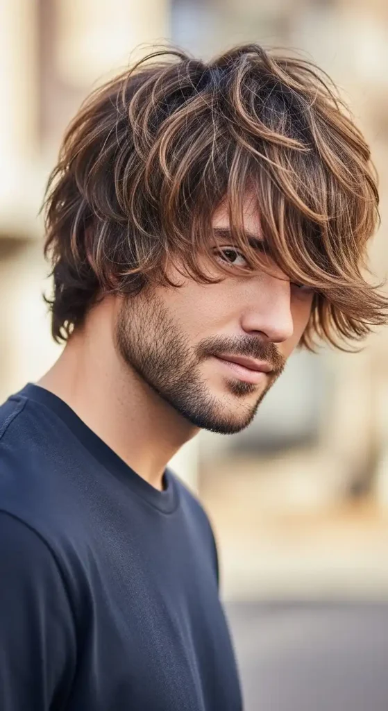 18 Shaggy Hairstyles for Men That Suit Every Face Shape 13 shag-with-side-swept-bangs