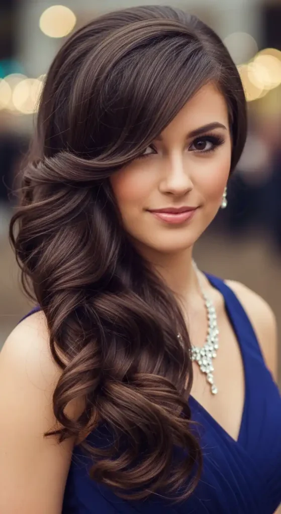 19 Beautiful Prom Hairstyles for Long Hair for a Dreamy Look 8 side-swept-curls